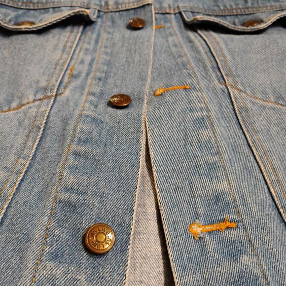 Y2K Live Ins Red Camel Denim Jacket Graphic Interior Trucker Unisex Small 90s - Picture 12 of 16